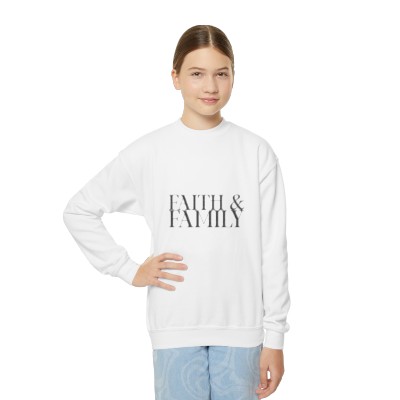 Unisex Youth Step in Motion: Faith and Family Crewneck Sweatshirt