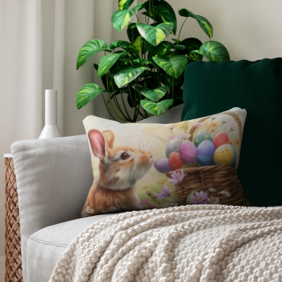 Spring Easter Spun Polyester Lumbar Pillow
