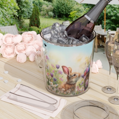 Spring Easter Rabbit Ice Bucket with Tongs