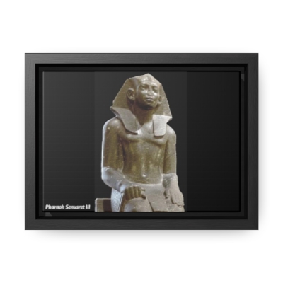 Captivating Senusret III Statue: Timeless Elegance on Canvas. Horizontal Frame