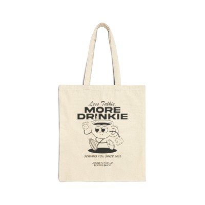 "Less Talkie, More Drinkie" Cotton Canvas Tote Bag