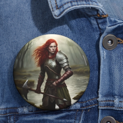 Fyr Warrior Woman Pin Button