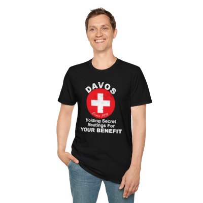 DAVOS - Holding secret meetings... (Aged version) - Unisex Softstyle T-Shirt