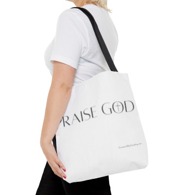 "Praise God" White Tote Bag 