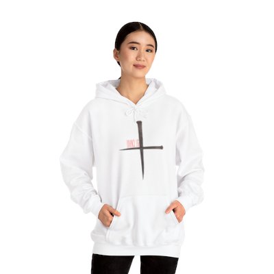 John 3:16 Crucifixion Nails Cross Bible Verse Scripture Christian Faith Hoodie Unisex Heavy Blend™ Hooded Sweatshirt