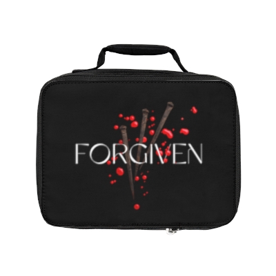Black Forgiven Christian Crucifixion Nails Inspirational Christian Bible Cover/ Lunch Bag