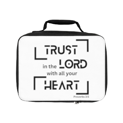 White Trust in the Lord with all Your Heart Inspirational Bible Verse Christian Bible Cover/ Lunch Bag