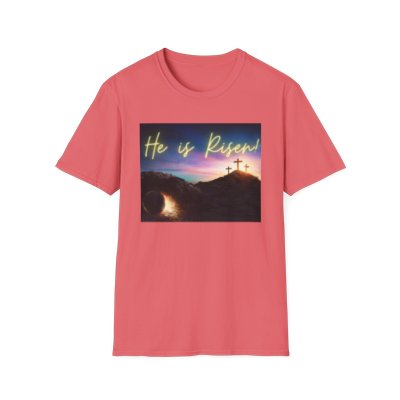 He is Risen Empty Tomb 3 Crosses Unisex Softstyle T-Shirt Faith Tee Christian Inspirational Scripture Verse Bible Tee
