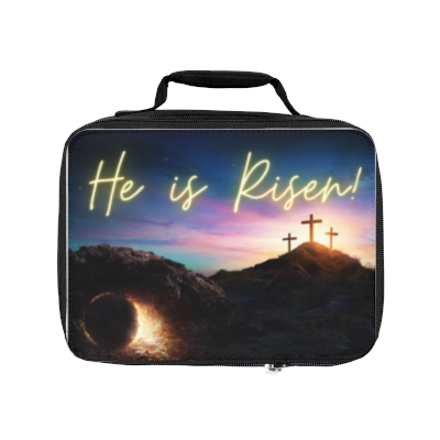 He is Risen Empty Tomb 3 Crosses Bible Scripture Verse Inspirational Christian Bible Cover/ Lunch Bag