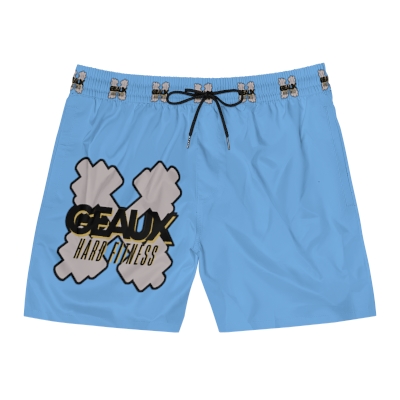 Light Blue Geaux Hard Men's Mid-Length Swim Shorts 