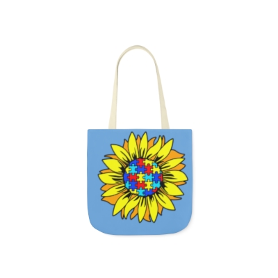 Autism Sunflower Canvas Tote Bag, 5-Color Straps