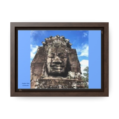 Monumental Majesty: Africoid Head Emerges from Angkor Wat's Ancient Ruins. Gallery Canvas Wraps, Horizontal Frame.