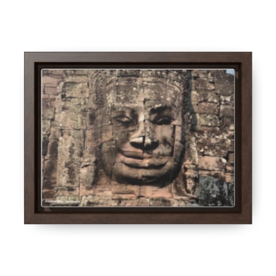 Iconic Marvel: Giant Africoid Head Unearthed Amidst Angkor Wat's Ruins. Canvas Wraps, Horizontal Frame