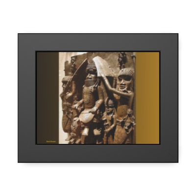 Regal Legacy: Benin Bronze Plaque Reveals Ancient King and Attendants in Majestic Portrait. Paper Posters
