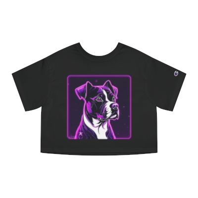 Neon Purple Boxer Dog Champion Women's Cropped T-Shirt