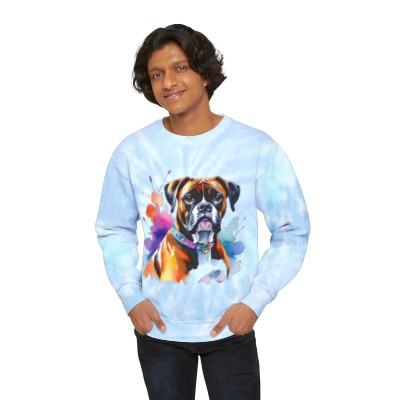 Boxer Dog Paint Tie-Dye Sweatshirt