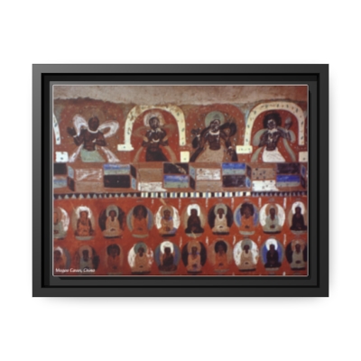Harmonious Gathering: Africoid Priests Embrace Tradition in Mogao Caves Ceremonial Fresco. Matte Canvas, Black Frame