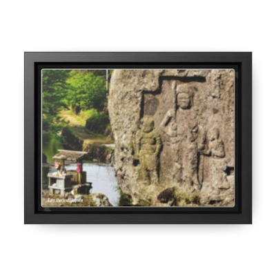 Legacy Etched in Stone: Edo-Era Carving Reveals Africoid Chief's Image Amidst Japanese Landscape. Gallery Canvas Wraps, Horizontal Frame