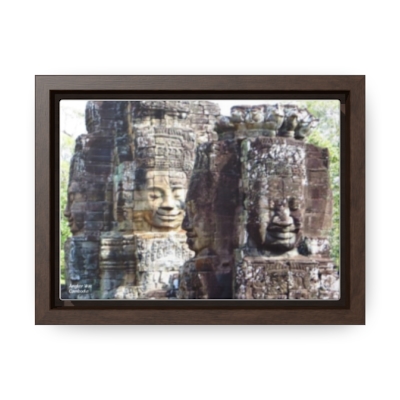 Stunning Spectacle: Gigantic African Heads Carved into Rock Stand Tall at Angkor Wat! Gallery Canvas Wraps, Horizontal Frame.