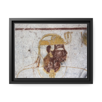 Ancient Reverence: Side View Portrait Showcases Pharaoh in Majestic African Grandeur! Matte Canvas, Black Frame