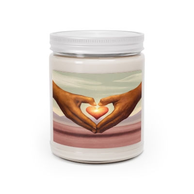 Love in the Air: Hand Heart Image  on a Scented Candle, 9oz