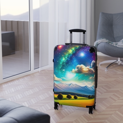 Suitcase, art and design, in space