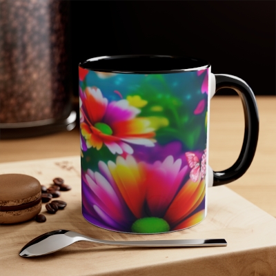 Flower, Accent Coffee Mug, 11oz, large floral print art