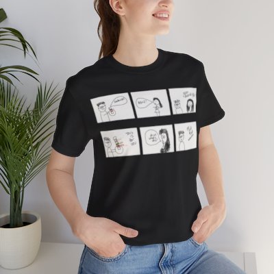 Hand-drawn cartoon of couple in a relationship - communication shirt for couples 