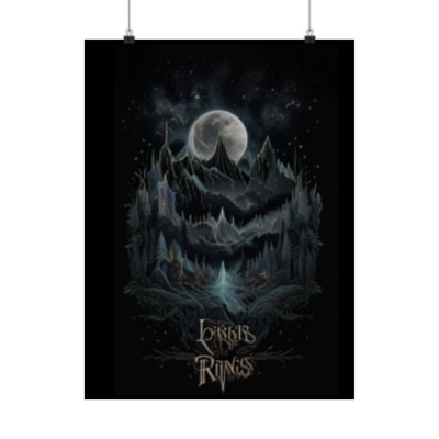 Mountain Majesty: Full Moon Matte Vertical Poster