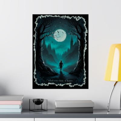 Enchanting Boy in Forest Graphic Matte Vertical Poster