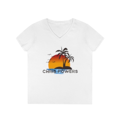 CP Palm White Ladies' V-Neck T-Shirt