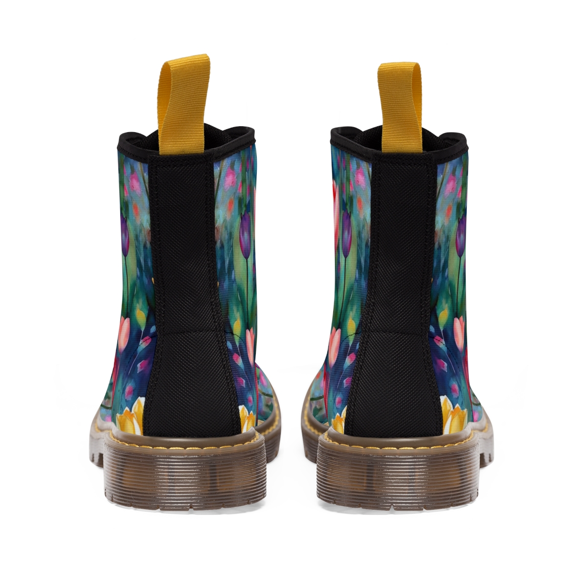 Midnight Sonata Watercolor Tulips Women's Canvas Boots product thumbnail image