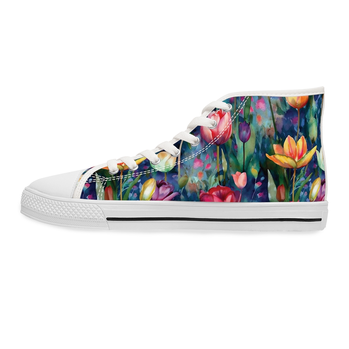 Midnight Sonata Watercolor Tulips Women's High-Top Sneakers product thumbnail image