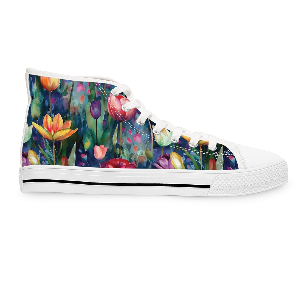 Midnight Sonata Watercolor Tulips Women's High-Top Sneakers product thumbnail image