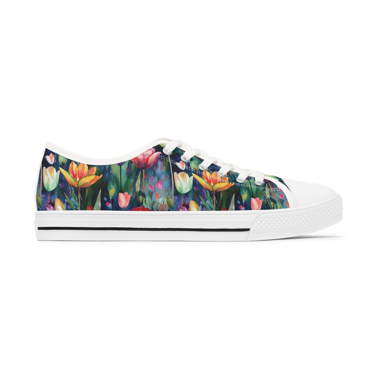 Midnight Sonata Watercolor Tulips Women's Low-Top Sneakers product thumbnail image