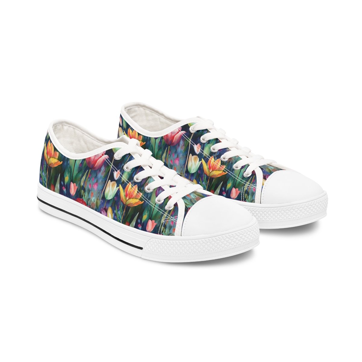 Midnight Sonata Watercolor Tulips Women's Low-Top Sneakers product thumbnail image