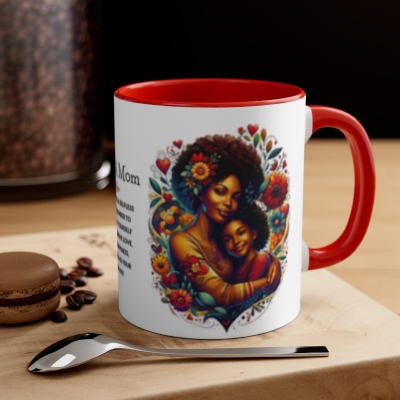 "Mother's Day Mug - Embracing Mother & Child - 11 oz Two-Tone Ceramic Cup