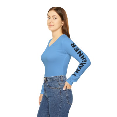 Light Blue Women's Long Sleeve V-neck Shirt TRAKEHNER Sleeves
