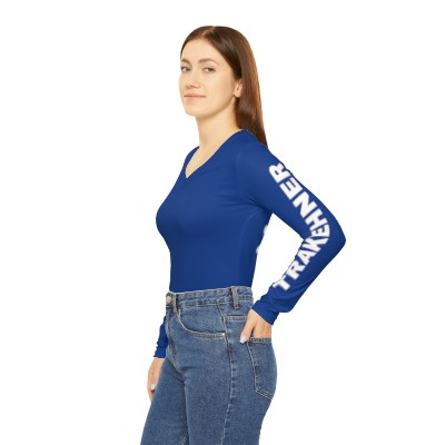 Blue Women's Long Sleeve V-neck Shirt TRAKEHNER Sleeves