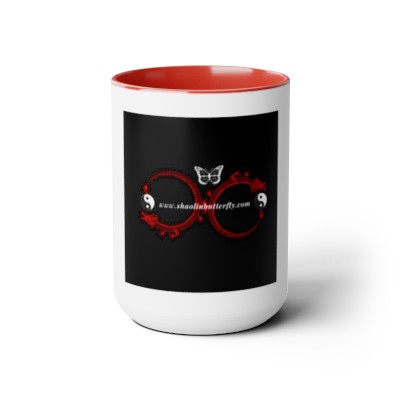 Shaolin Butterfly Infinity Dragons Two-Tone Coffee Mugs, 15oz