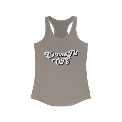 Racerback Tank! Cursive, Fancy CrossFit OTG with We Are Family on back
