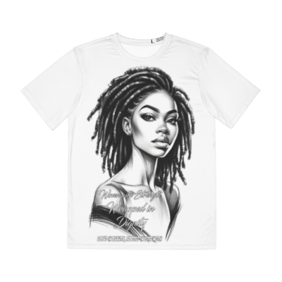 Elegant 'Wrapped in Dignity' Women's T-Shirt - Empowering Locs Portrait Tee, Monochrome Afrocentric Beauty Shirt
