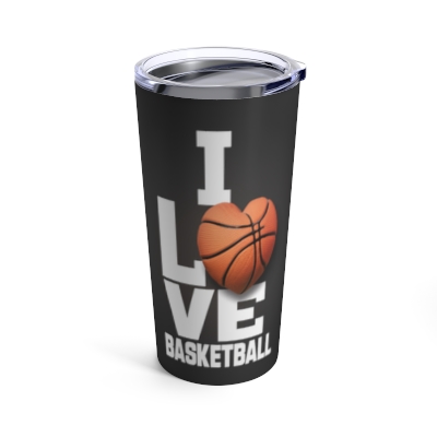 Unique Gift Idea: 20oz Tumbler featuring 'I Love Basketball' Text - Sports Enthusiast Present 
