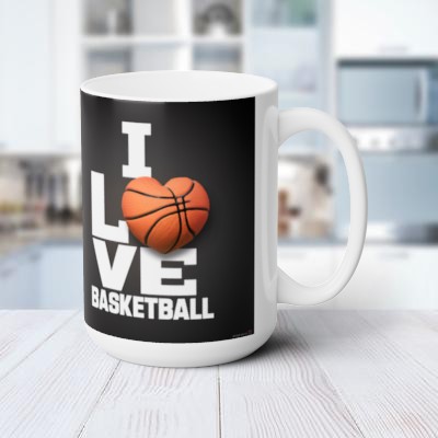 Sporty White Ceramic Mug with Text Design - Basketball Fan Gift