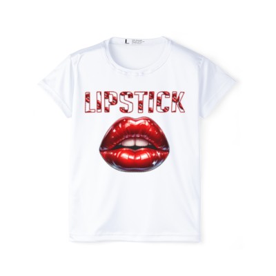 Sultry Red Lips 'LIPSTICK' Tee - Glamorous Graphic T-Shirt with Lustrous Lip Print