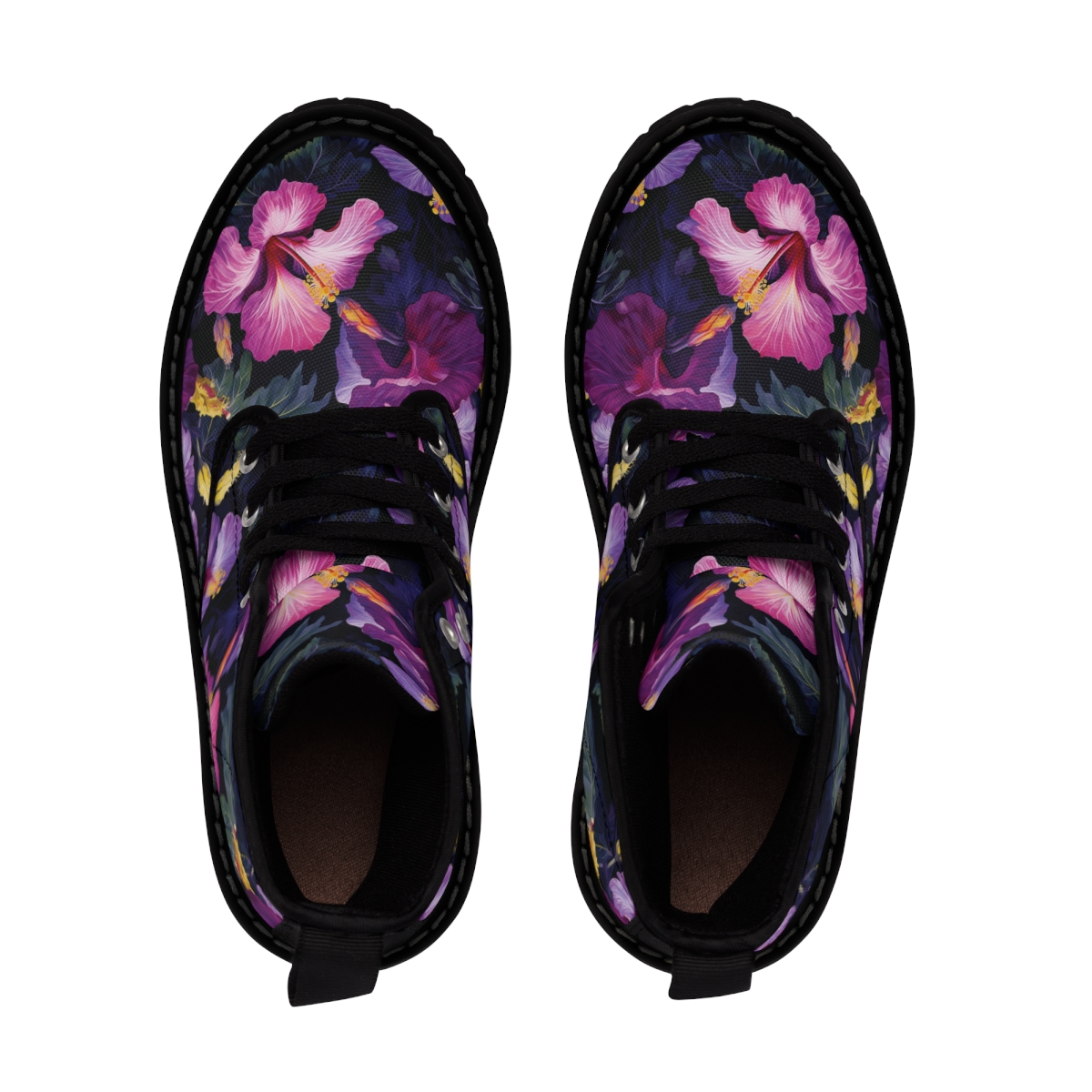 Watercolor Hibiscus (Dark #2) Men's Canvas Boots product thumbnail image