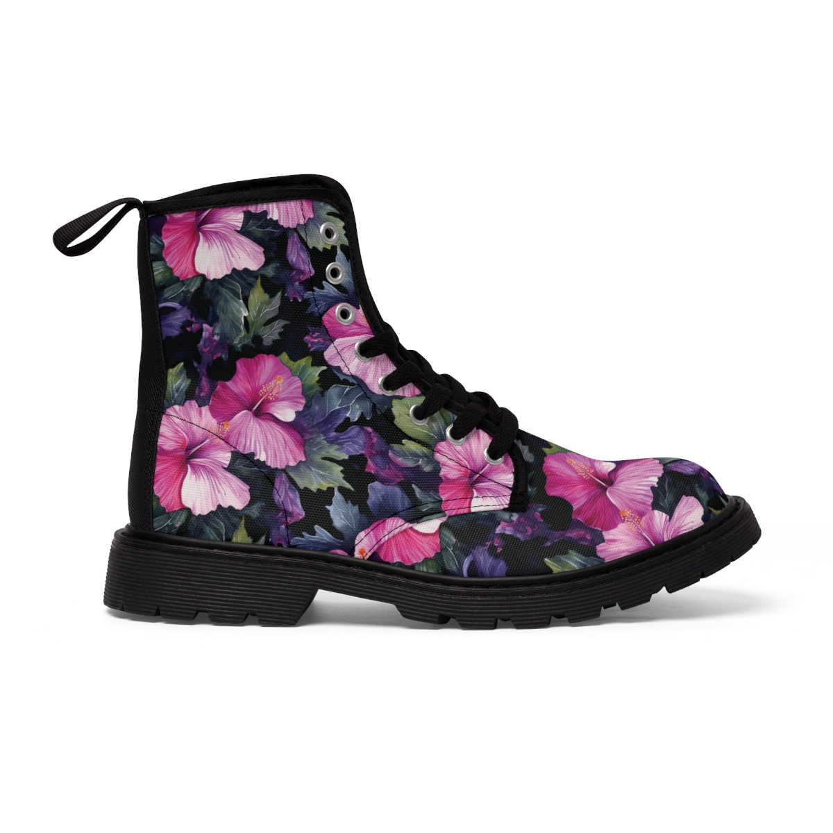 Watercolor Hibiscus (Dark #3) Men's Canvas Boots product thumbnail image
