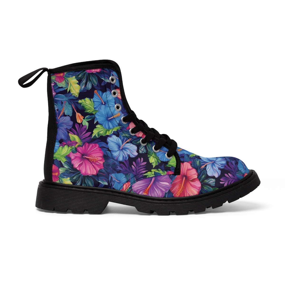 Watercolor Hibiscus (Dark #4) Men's Canvas Boots product thumbnail image