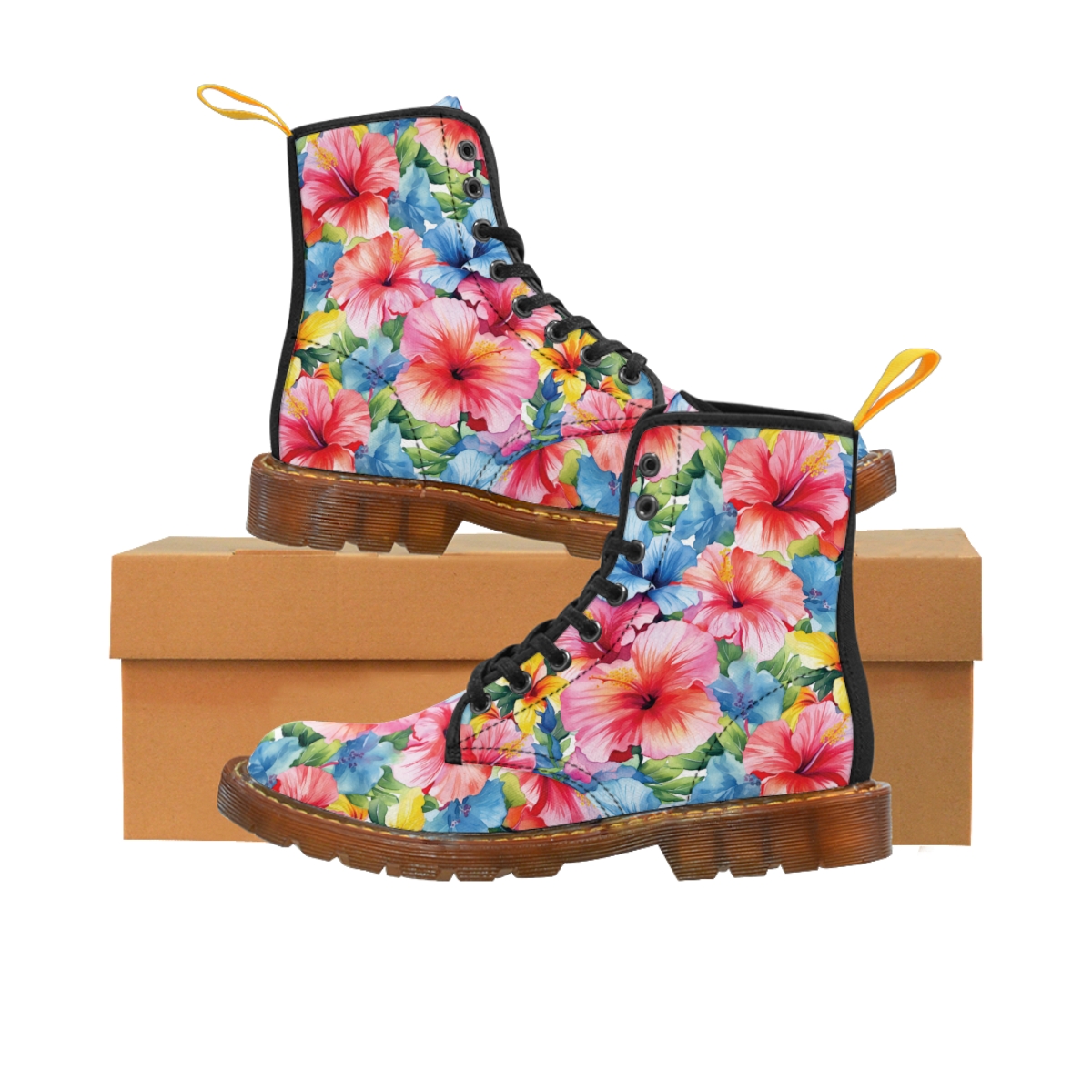 Watercolor Hibiscus (Light #1) Men's Canvas Boots product main image