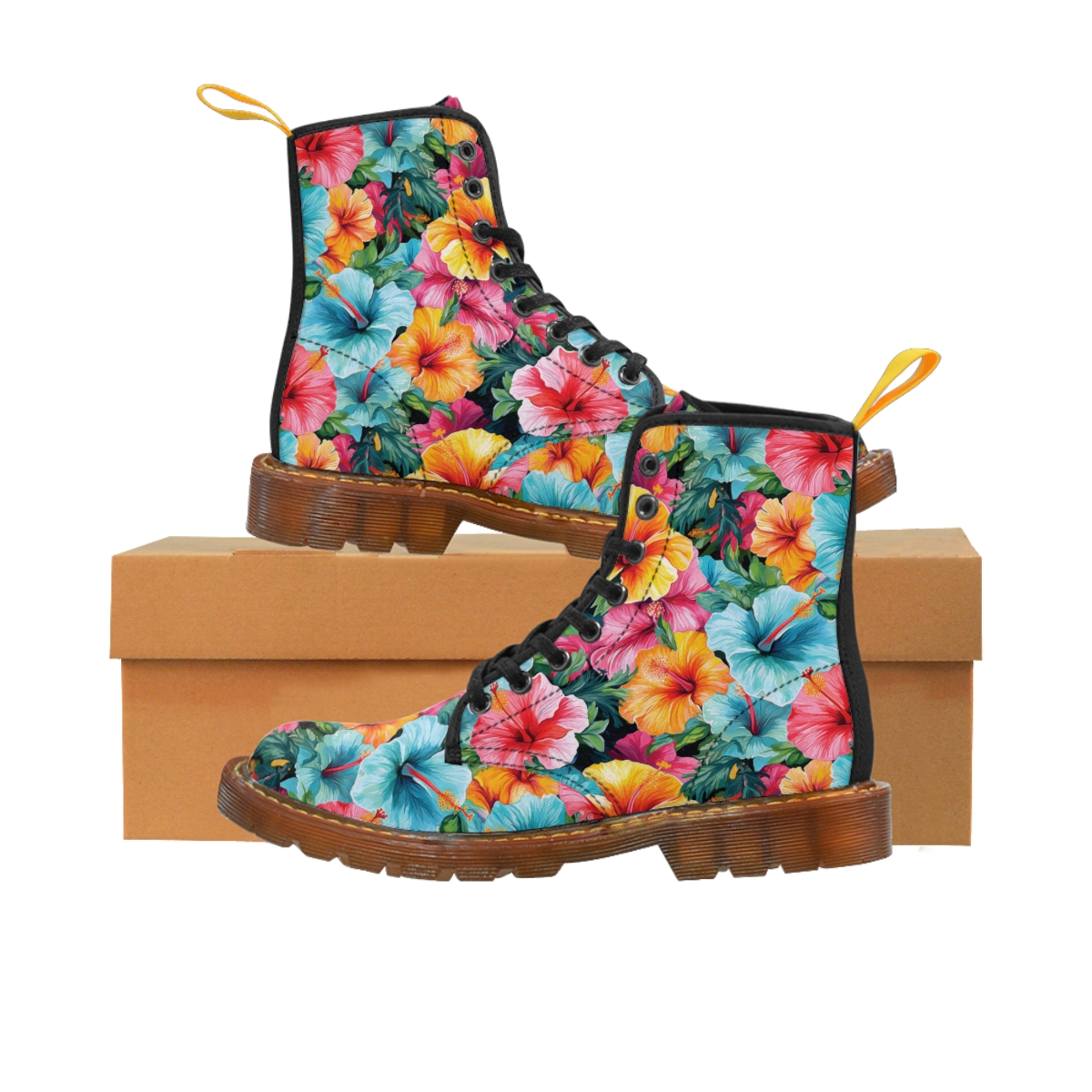 Watercolor Hibiscus (Light #2) Men's Canvas Boots product main image